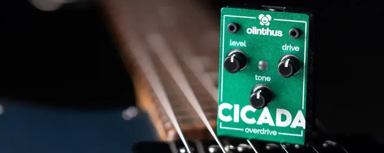 Olinthus Cicada Overdrive on a guitar